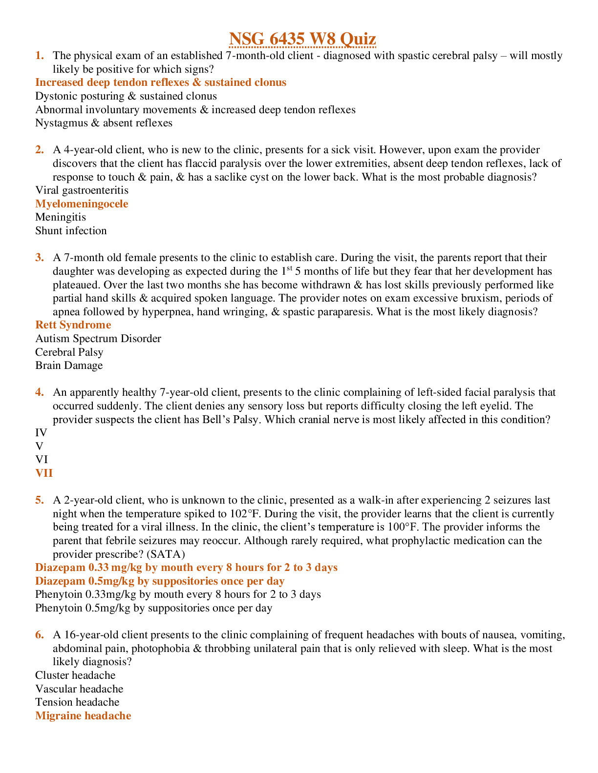 Preview image for NSG 6435 WEEK 8 KNOWLEDGE CHECK;Q&A